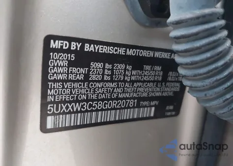 2016 BMW X4 xDrive28I z USA, uszkodzony, nr VIN 5UXXW3C58G0R20781